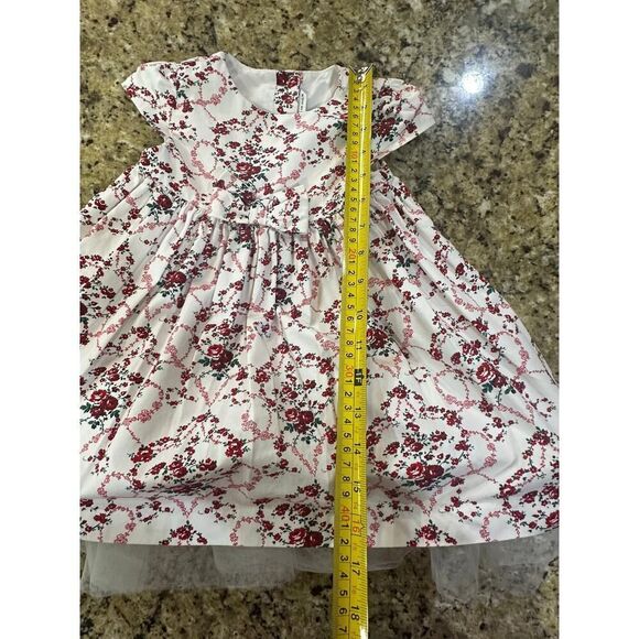 Janie and Jack Girls 18-24 Mos. Red Rose Holiday Floral Pleated Cap Sleeve Dress - Picture 10 of 12